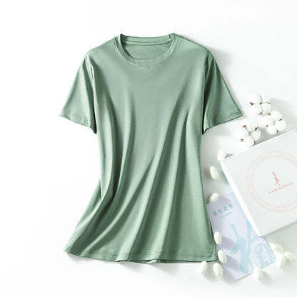 VLOVELAW Short-Sleeved Women's Clothing Spring and Summer Clothes Women's Big Belly Slimming Purple Top  White T Shoulder T-shirt Women's Short-Sleeved