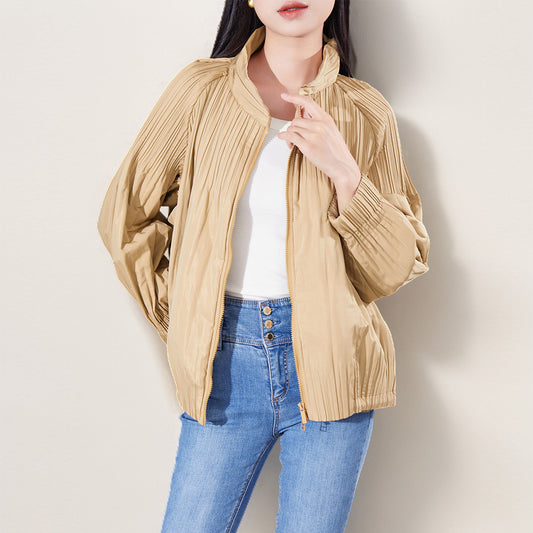 2025 counter cotton-padded clothes, bread clothes, women's high-end short zippers, winter thick coats, pleated cotton clothes tide