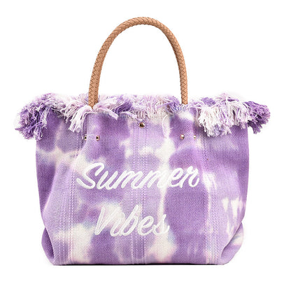 VLOVELAW Customized Cross-Border New Arrival Bag Women's Korean-Style Letter Tassel Canvas Bag Large Capacity Simple Student Shoulder Tote Bag
