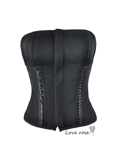 original designer, black lace fishbone chest wrap tube top steel bone chest pad vest bone coat