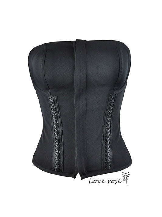 original designer, black lace fishbone chest wrap tube top steel bone chest pad vest bone coat