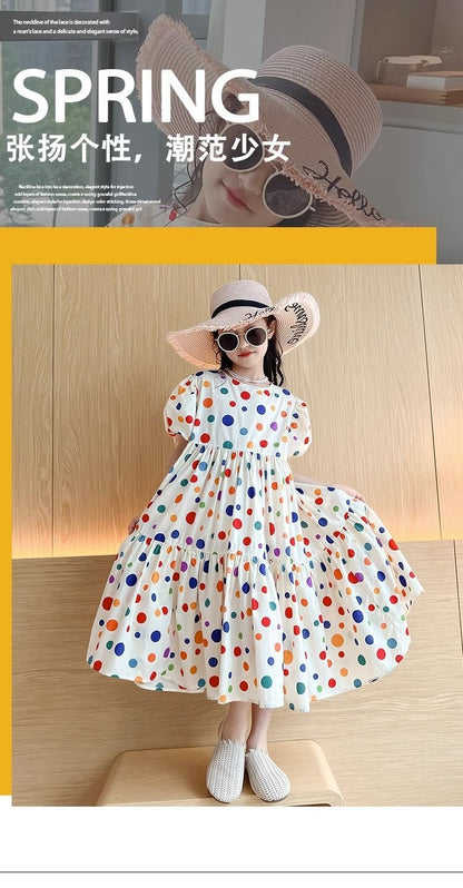VLOVELAW Girls' Summer Dress Dress Summer Children's Princess Dress Western Style  New Korean Style Teenager Clothing Girls' Clothes