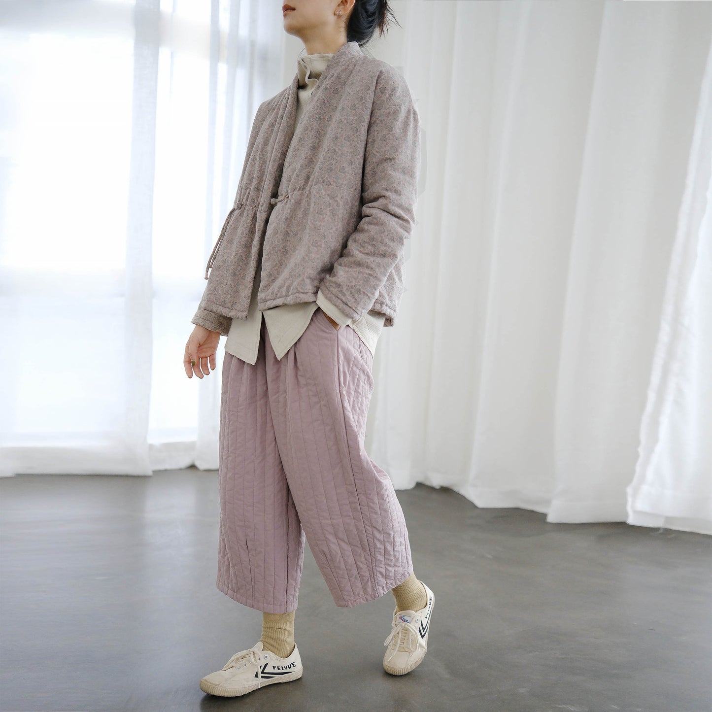 light Chinese atmosphere, polished floral one-button cotton-padded coat, pastoral gentle thickened coat M22376