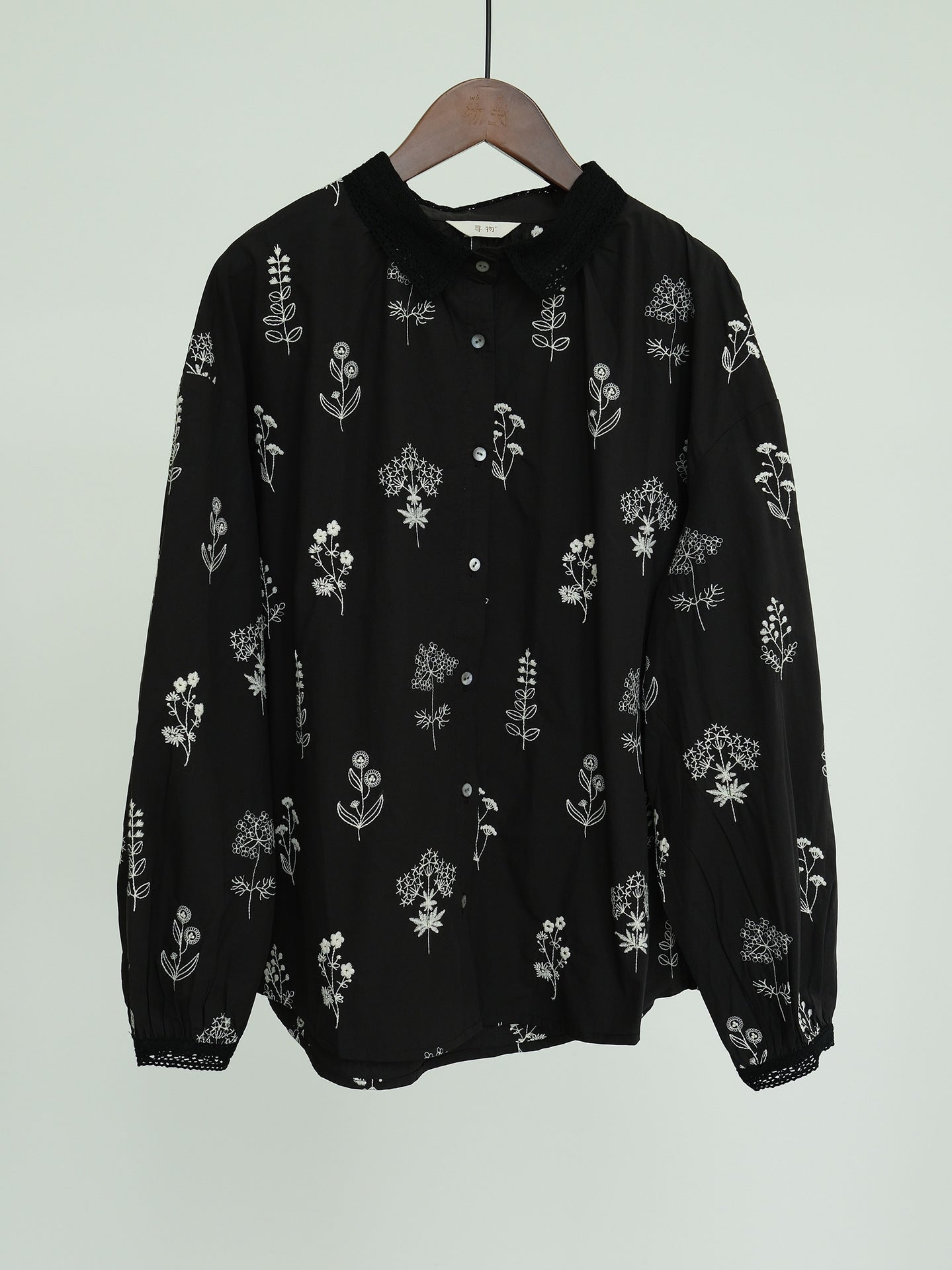 Autumn  Embroidered Combed Cotton Shirt, Pastoral Life Wenqing Versatile Loose Long Sleeve Top S22307