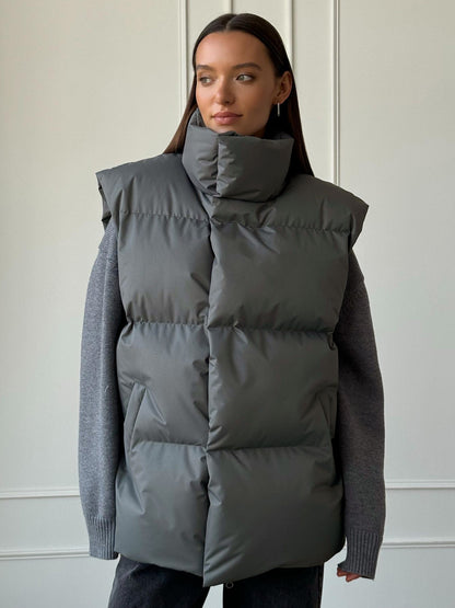 KKBOXLY Cross-border cotton clothes, vest jacket, 2025 autumn and winter new commuter loose sports and leisure vest, cotton jacket