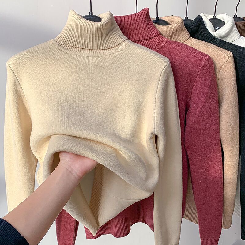 Fleece and thickened integrated fleece sweater women's winter thick mink fleece warm top turtleneck bottoming shirt women's autumn and winter inner trendy
