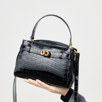 VLOVELAW 2025 Kelly bag large women's high-end alligator pattern lock small square bag new leather handbag commuter messenger women's bag