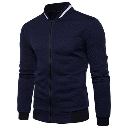 VLOVELAW 2025 new New  sweater zipper stand-up neck sweater jacket men's casual plaid cardigan
