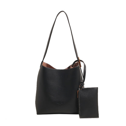 VLOVELAW 2025 Soft-faced large-capacity bag women's popular new shoulder bag simple retro high-end texture commuter messenger bucket bag
