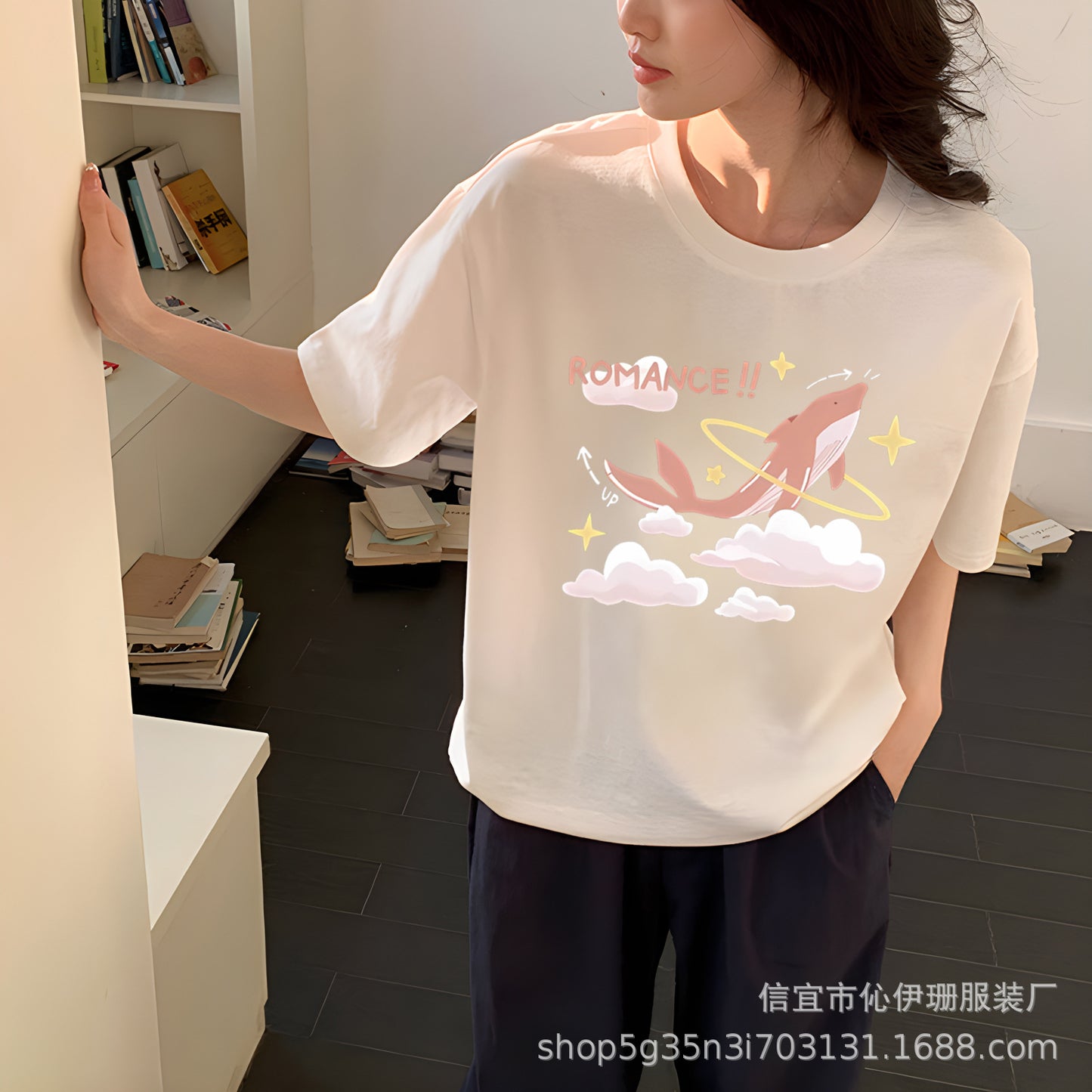 VLOVELAW Summer Women's Cotton Short-Sleeved T-shirts Women's  New Versatile Simple Style Loose Half-Sleeve Top Ins Trendy White