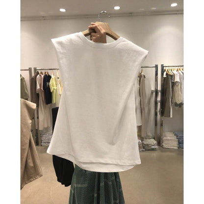 VLOVELAW South Korea Dongdaemun  Summer New Solid Color Sleeveless Loose T-shirt Women's Design Fashionable T-shirt