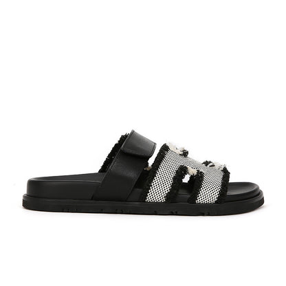 VLOVELAW  Su Cojin Same Super Second Uncle ~ New Color Leather Velcro Thick Bottom H Slippers Women's Sandals for Outer Wear Summer 2025