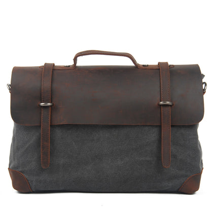 VLOVELAW 2025 Men's cowhide Crazy Horse leather with canvas shoulder bag men's bag, business, leisure, portable, messenger bag, briefcase