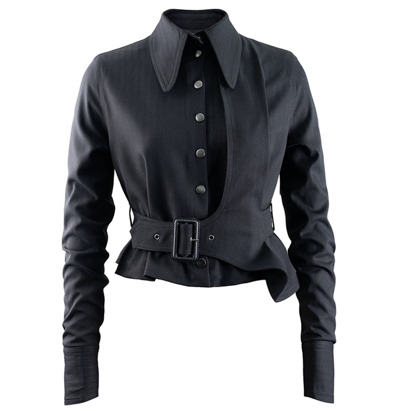 original designer, women's woolen short waist top, long-sleeved single-breasted jacket