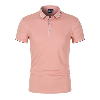 VLOVELAW 2025 New new solid color men's Polo shirt Popular trade large size light plate stand-up collar T-shirt  loose short sleeves, trendy