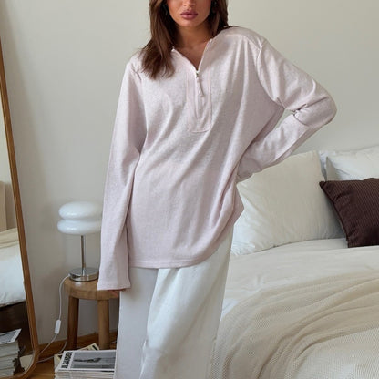 Popular,   new comfortable and casual loose bamboo cotton thin long-sleeved crew neck bottoming shirt women's versatile can wear outside