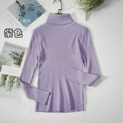KKBOXLY Cross-border long-sleeved turtleneck bottoming shirt solid color Korean version pullover sweater (24 colors in stock) knitted bottoming sweater
