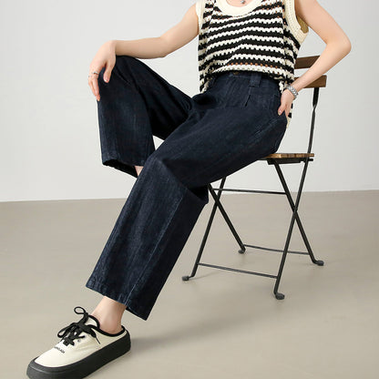 2025  Retro fashion wide-leg jeans women's spring new loose and thin age-reducing versatile comfortable dad pants