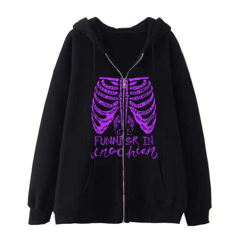 VLOVELAW 2025 Popular and  Diablo Skull Sweatshirt Men's and Women's Hoodies Goth Couple Harajuku Large Size Zipper Sweater
