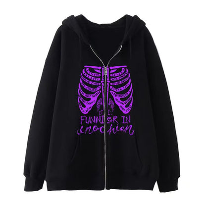 VLOVELAW 2025 Popular and  Diablo Skull Sweatshirt Men's and Women's Hoodies Goth Couple Harajuku Large Size Zipper Sweater