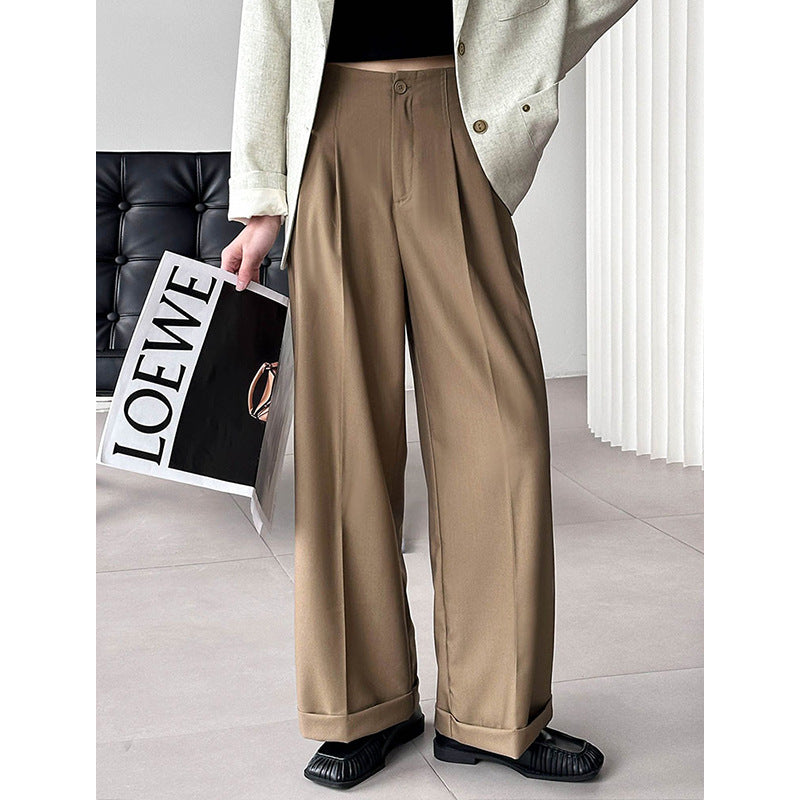 2025 Tachibana spring Korean high-waisted wide-leg pants new temperament retro Hong Kong style loose casual pants women 63030