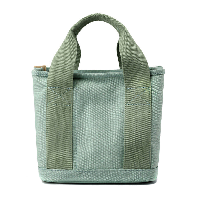 VLOVELAW Small Bag with Zipper Japanese Multi-Layer Bag Niche Lady Shoulder Bag Portable Thickened Canvas Mobile Phone Bucket Tote Bag