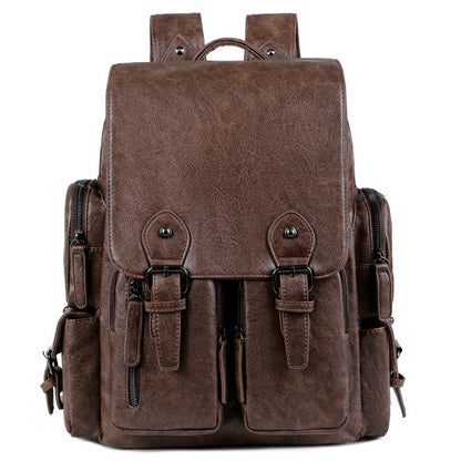 2025 Large capacity men's bag pu leather backpack men's backpack high-end fashion backpack backpack mail carrier document backpack