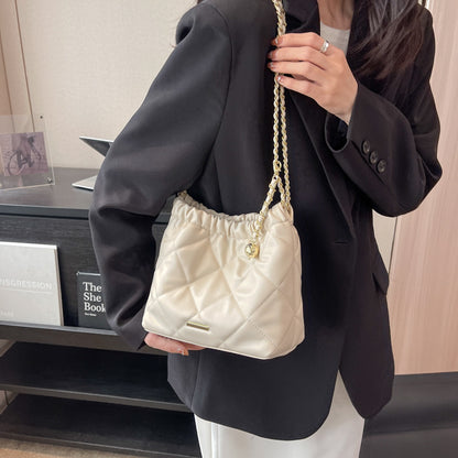 VLOVELAW 2025 Customized New explosive bags bags women's rhombus embroidery thread shoulder bucket bag high-end chain bag crossbody women's bag
