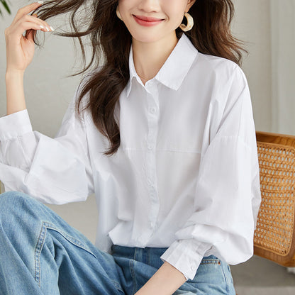 direct sales long-sleeved white shirt design sense niche commuting loose autumn cash chic shirt