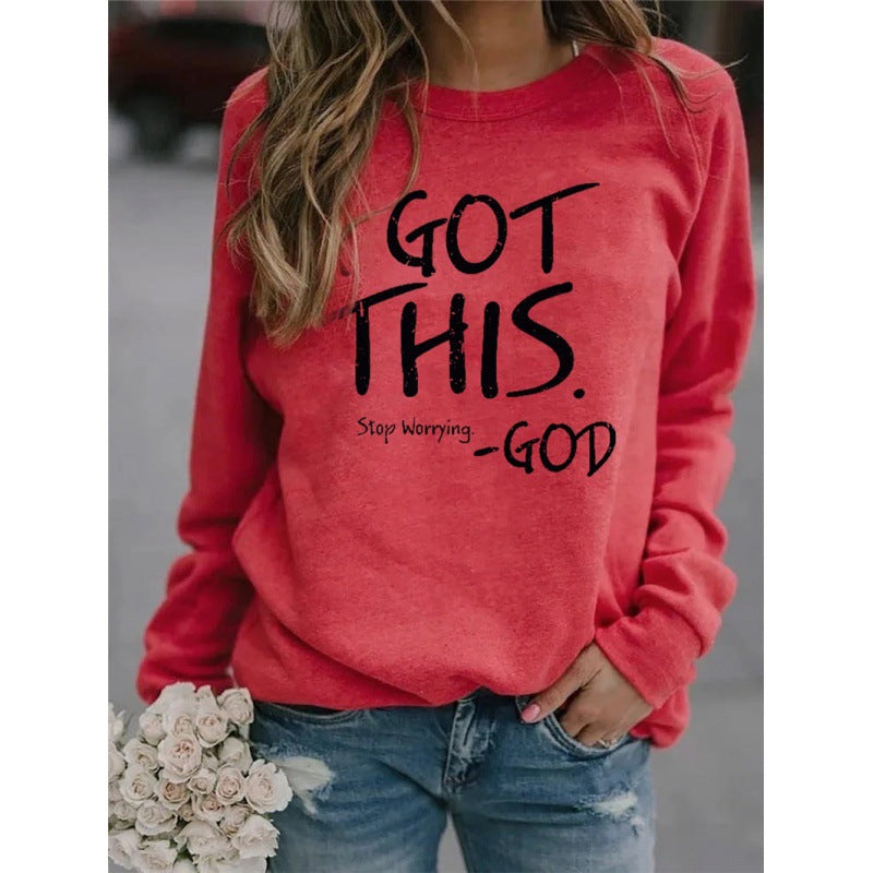 VLOVELAW 2025 [Large quantities in stock]   WISH New  letter printing round neck loose long-sleeved sweater