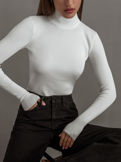 KKBOXLY Cross-border semi-turtleneck bottoming shirt, 2025 New autumn and winter new temperament elegant slim-fitting warm long-sleeved sweater