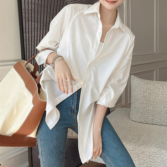 VLOVELAW Meiyang Same Shirt New 3D Cutting Loose Long Sleeve White Blouse Women's Spring and Autumn Design Top Factory Direct Supply