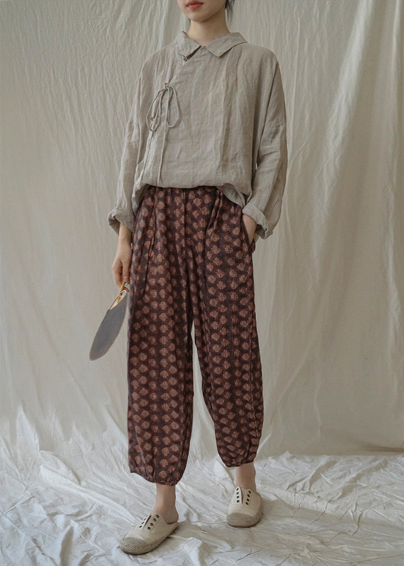 retro literary lapel slanted rain and dew hemp shirt, casual light Chinese natural hemp top S22262