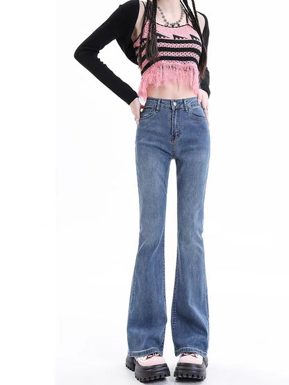 Black Bootcut Jeans for Women 2025 Spring and Autumn New High Waist Stretch High-Looking Slimming Small Horseshoe Pants