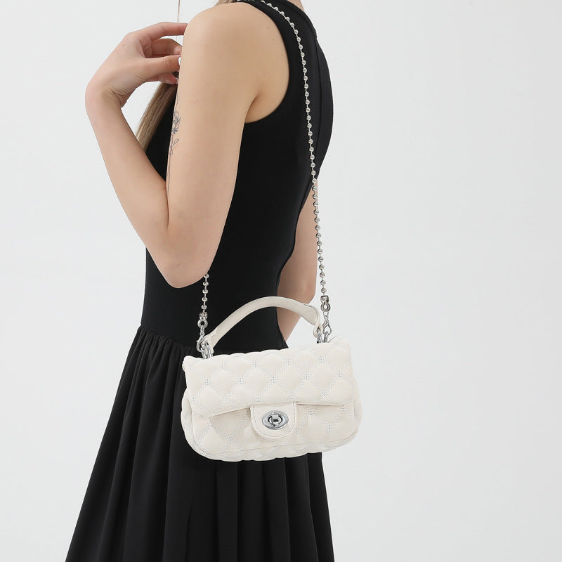 VLOVELAW 2025 Premium sense small fragrant wind rhombus chain portable small bag women's popular fashion with solid color shoulder messenger bag