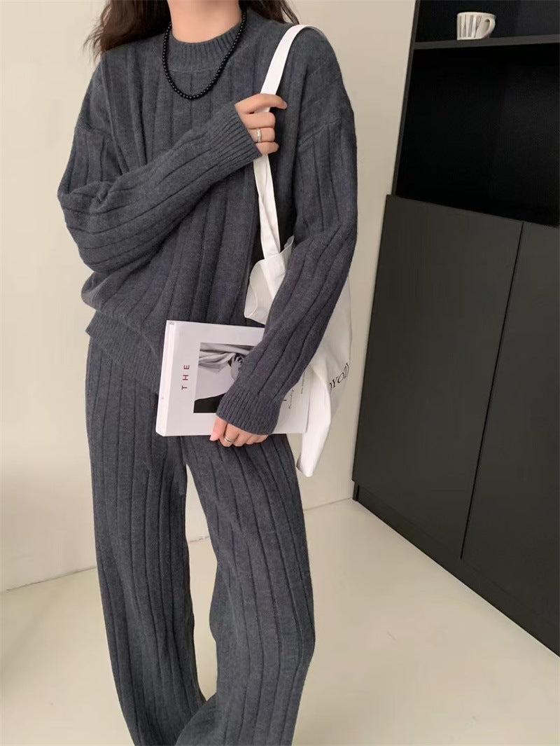 VLOVELAW Lazy wind knitted temperament sweater pants two-piece set women's autumn and winter New new Korean version fashion sweater set tide