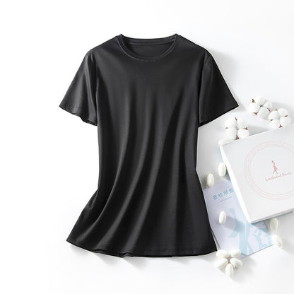 VLOVELAW Short-Sleeved Women's Clothing Spring and Summer Clothes Women's Big Belly Slimming Purple Top  White T Shoulder T-shirt Women's Short-Sleeved