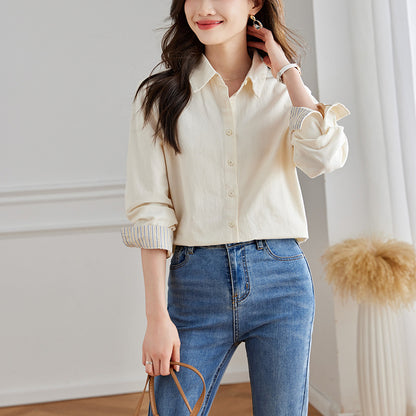 direct sales simple casual age-reducing shirt women's design sense niche loose and thin versatile top