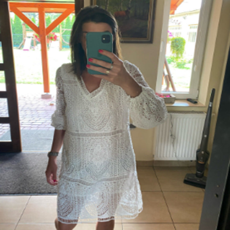 VLOVELAW European and American Summer Foreign Trade New Women's Clothing Dress EBay  Sexy Deep V Long Sleeve Beach Dress