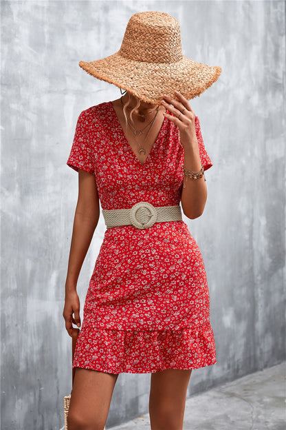 XIEYINSHE Spring and Summer New  Wish Hot Sale Bohemian V-neck Floral Dress Beach Dress
