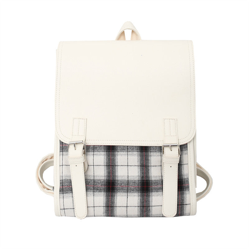 Japanese Campus Multi-Compartment Student Schoolbag Large Capacity Flip Women's Backpack Trendy Preppy Style Checked Backpack Women