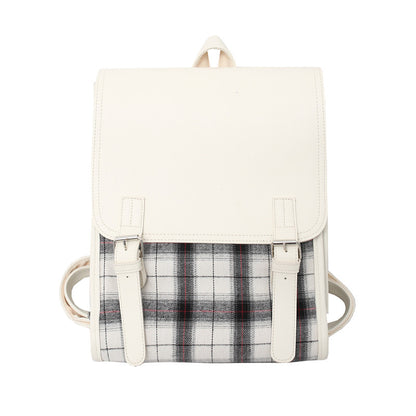 Japanese Campus Multi-Compartment Student Schoolbag Large Capacity Flip Women's Backpack Trendy Preppy Style Checked Backpack Women