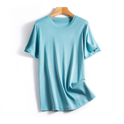 VLOVELAW Short-Sleeved Women's Clothing Spring and Summer Clothes Women's Big Belly Slimming Purple Top  White T Shoulder T-shirt Women's Short-Sleeved