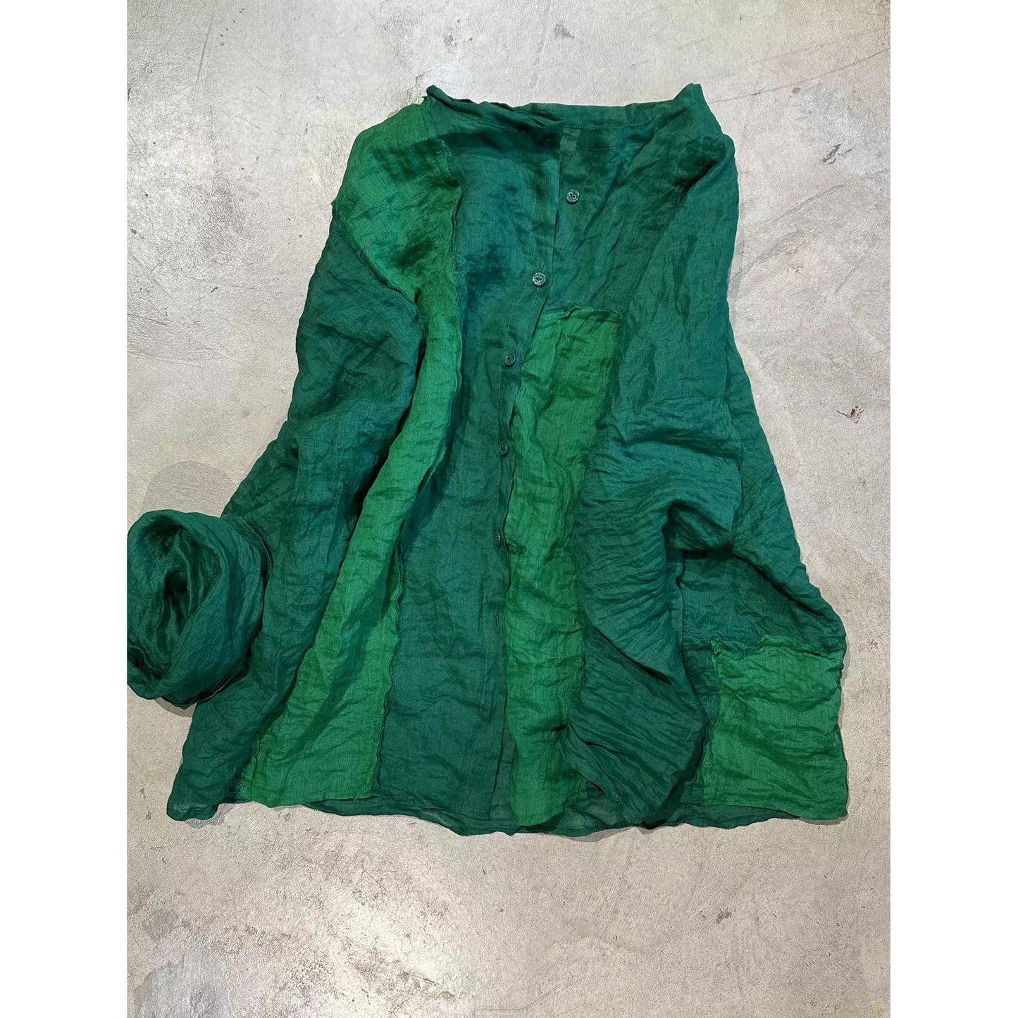 2025    Su Nian Weiyang 23/12 SN03 Fashion Retro Crew Neck Ramie Patchwork Cardigan