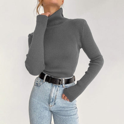 KKBOXLY Cross-border special for extended turtleneck sweater autumn and winter knitted bottoming shirt slim 2025 plus version turtleneck pullover sweater