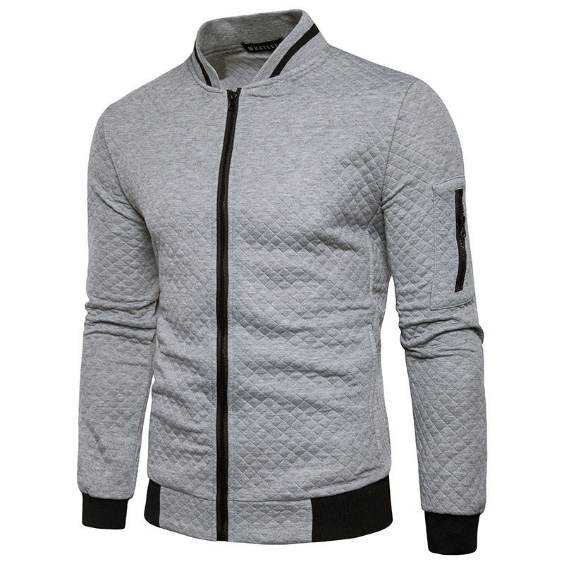 VLOVELAW 2025 new New  sweater zipper stand-up neck sweater jacket men's casual plaid cardigan