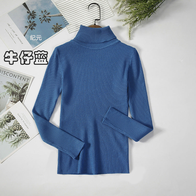 KKBOXLY Cross-border long-sleeved turtleneck bottoming shirt solid color Korean version pullover sweater (24 colors in stock) knitted bottoming sweater