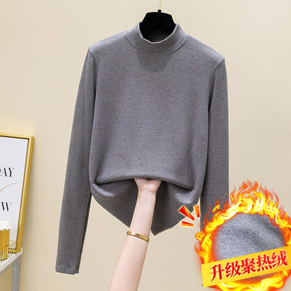 direct sales thickened German velvet pile collar bottoming shirt women's long-sleeved early spring new Popular-style warm inner top