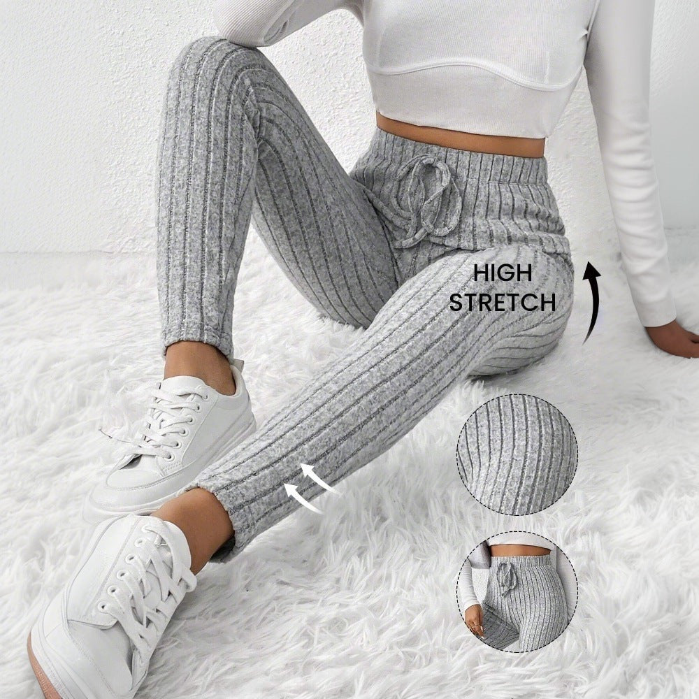 New basic women's clothing fashion simple knitted casual pants autumn and winter new tight legs thin nine-point pants