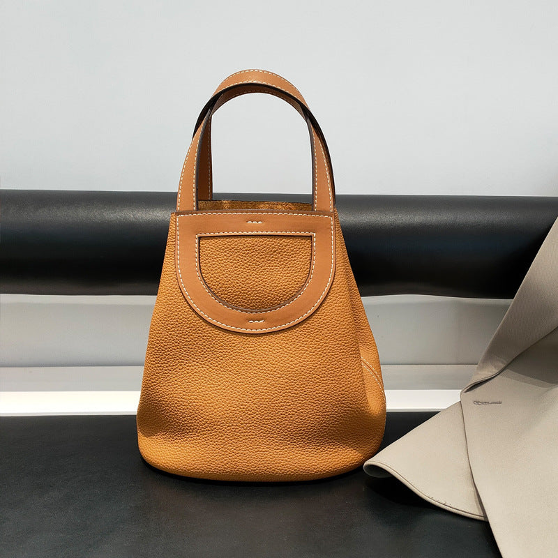 VLOVELAW 2025 popular New Fashion Commuter Shoulder Handbag First Layer Cowhide Bucket Bag Women's Genuine Leather Pig Nose Vegetable Basket Bag